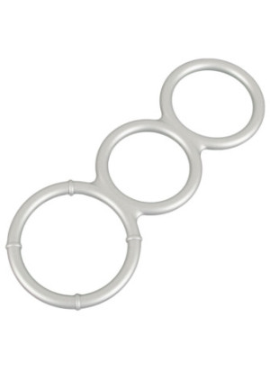 Metallic Silicone Triple cock and ball ring